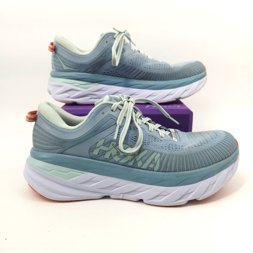 Hoka One One Bondi 7 Shoes Women's Size 10 Running Blue Fog